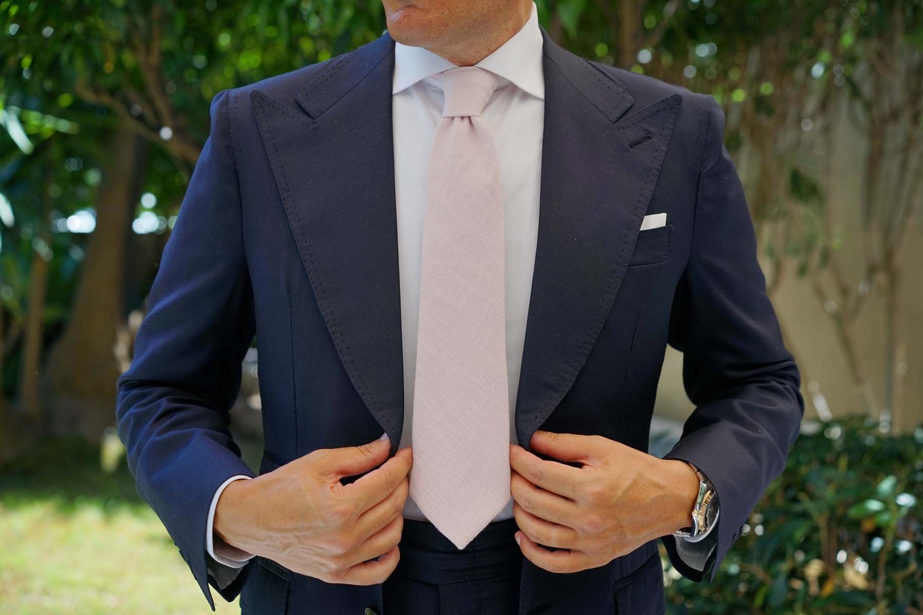 Maldivian Blush Pink Linen Necktie