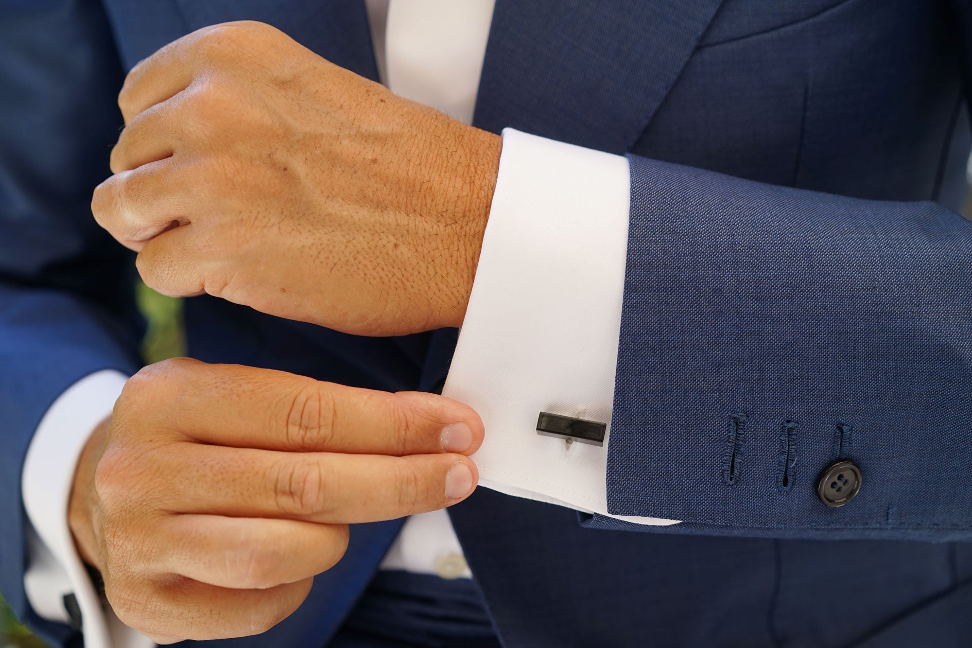 Bar Black Rectangle Cufflinks