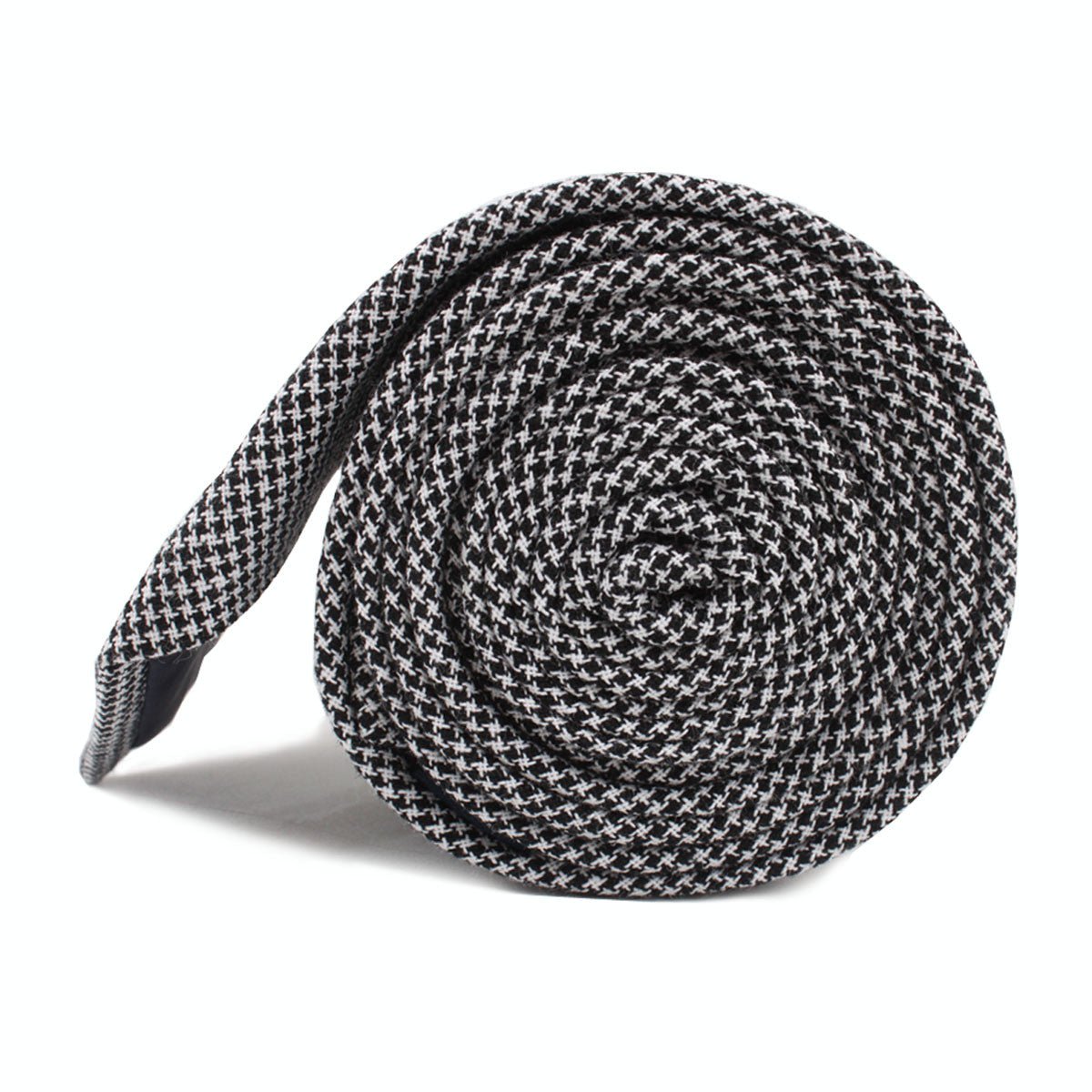 Black & White Houndstooth Cotton Skinny Tie