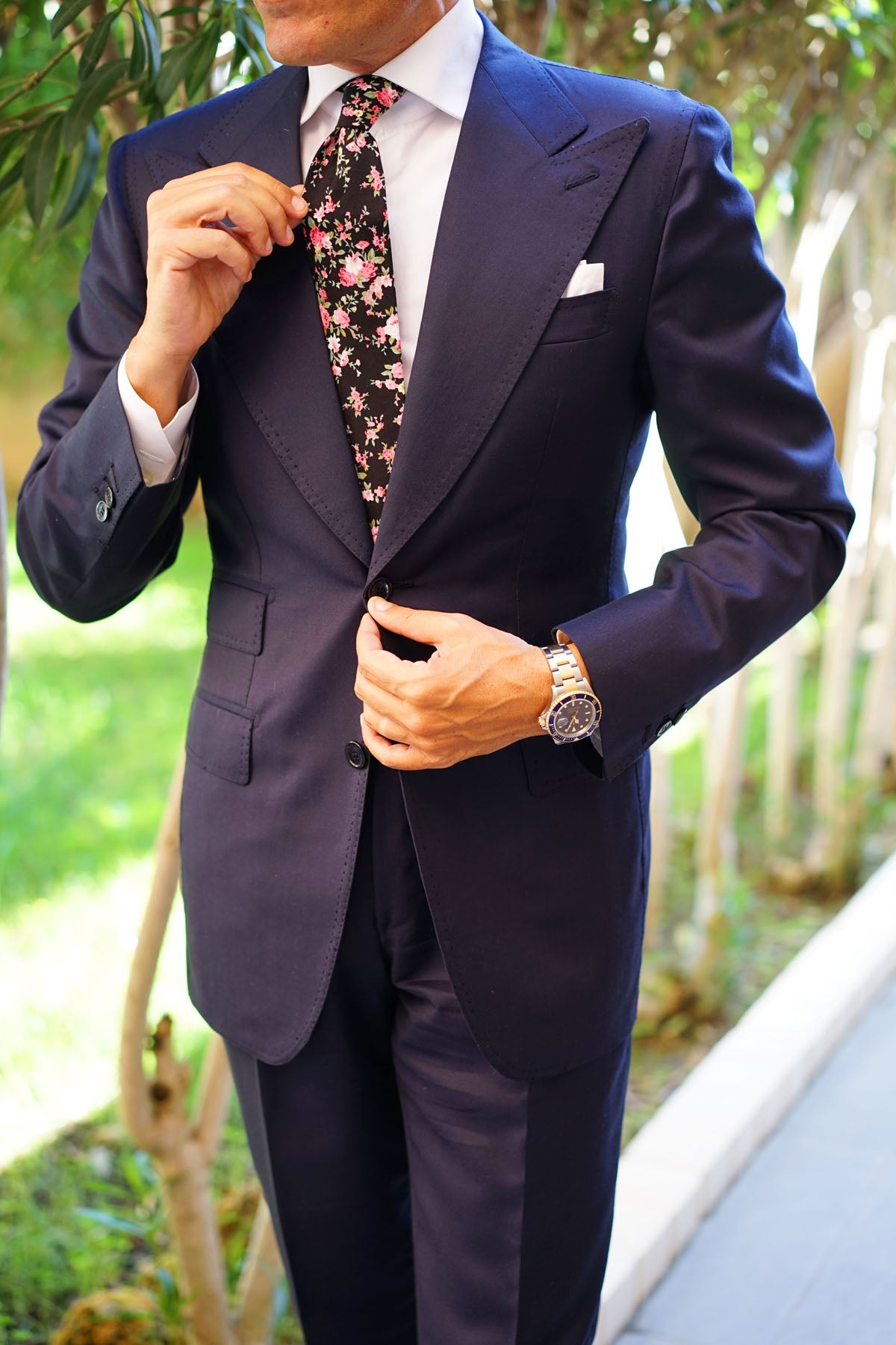 Carnation Floral Pink Tie