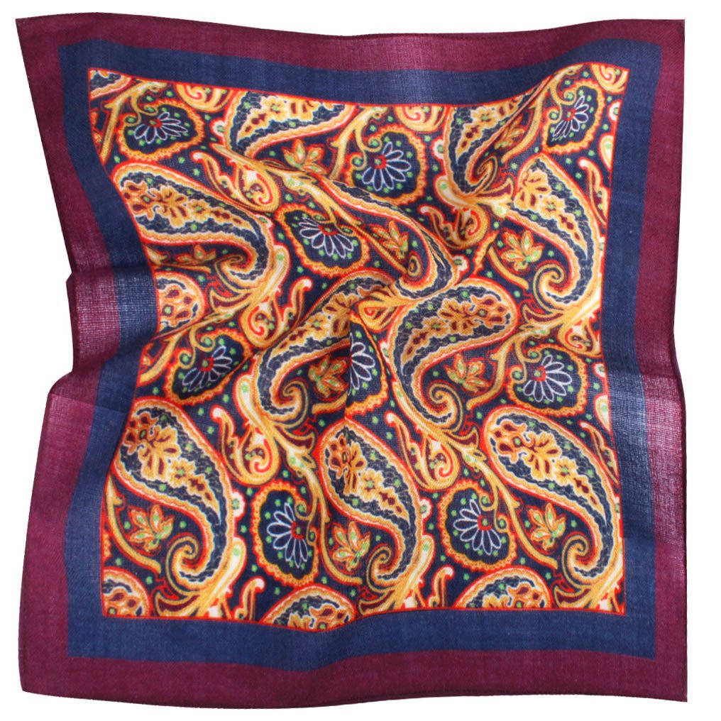 Castellano Paisley Wool Pocket Square