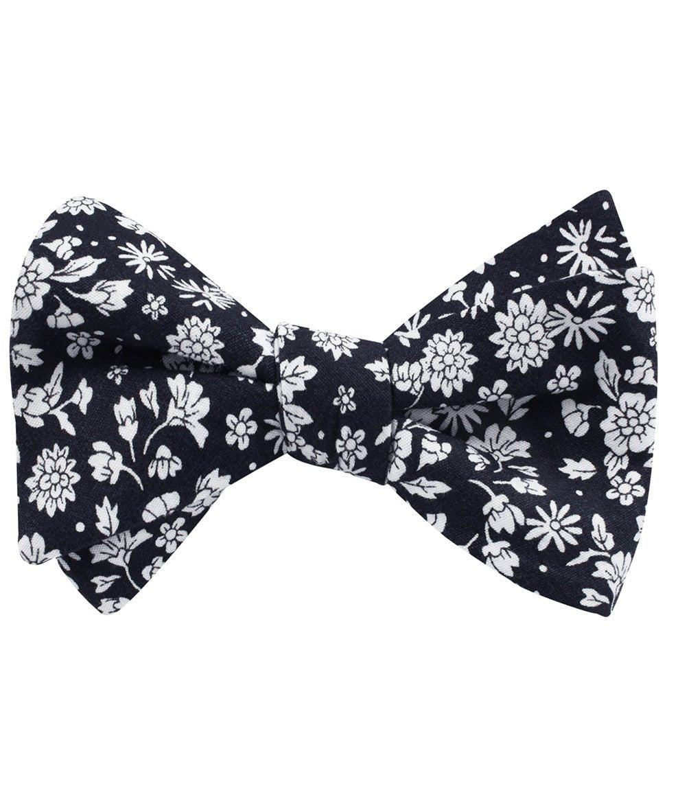 Seoul Forest Dark Navy Floral Self Bow Tie