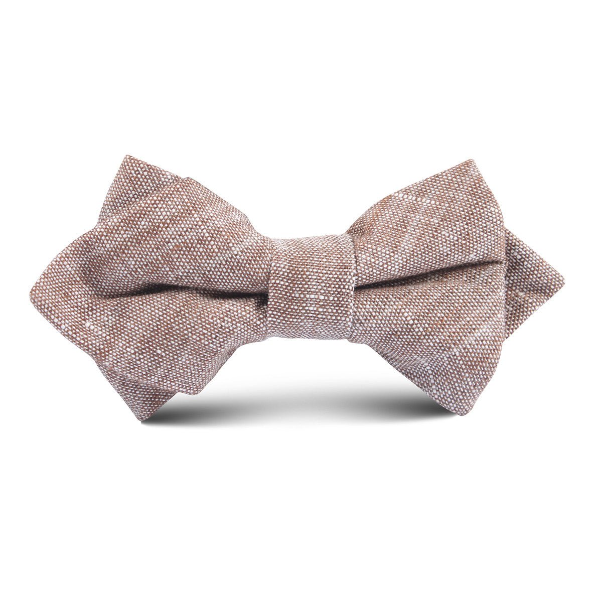 Brown Linen Chambray Kids Diamond Bow Tie