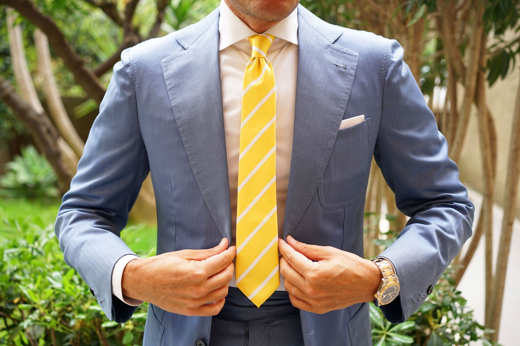 Yellow Striped Skinny Tie