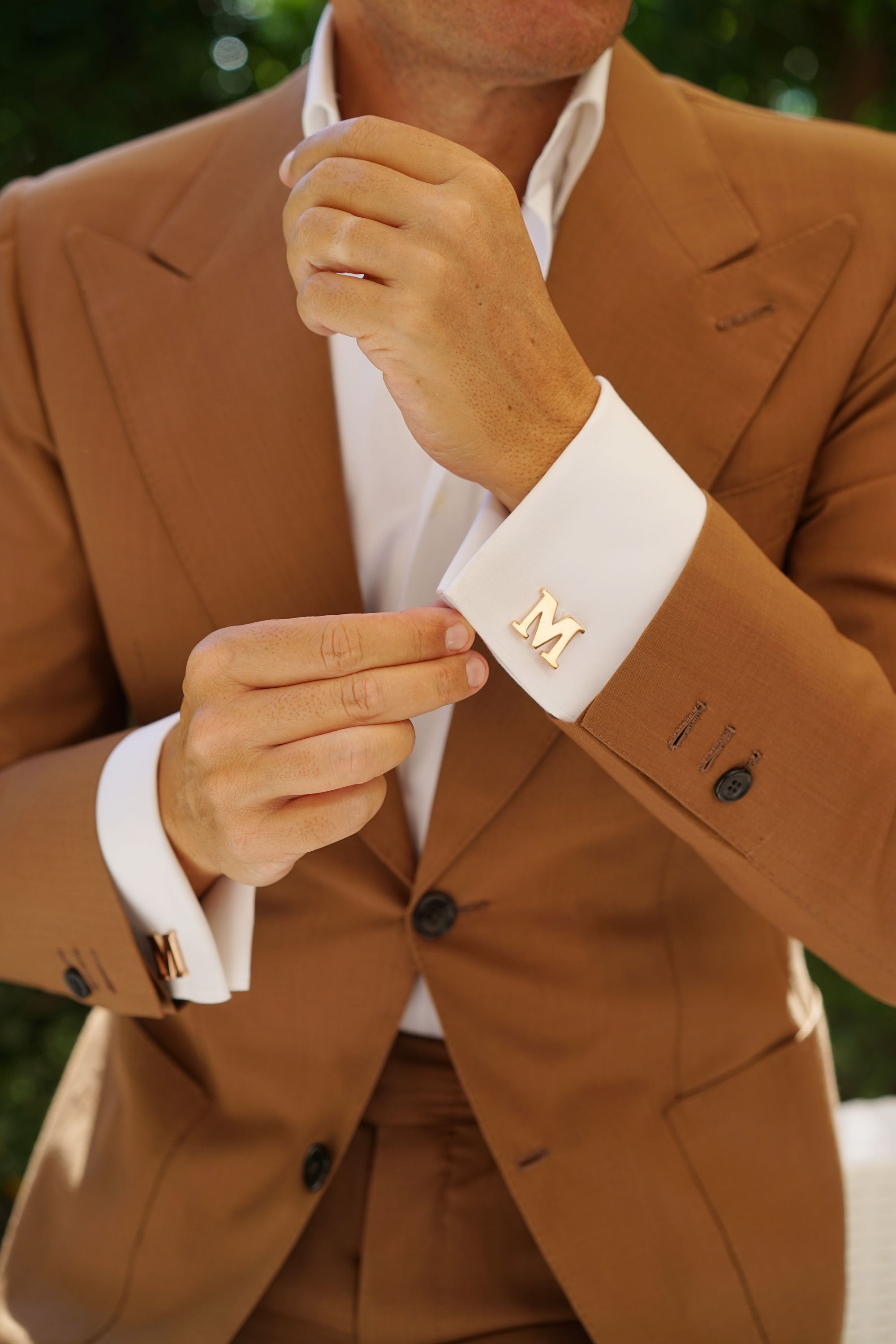 Rose Gold Letter M Cufflinks