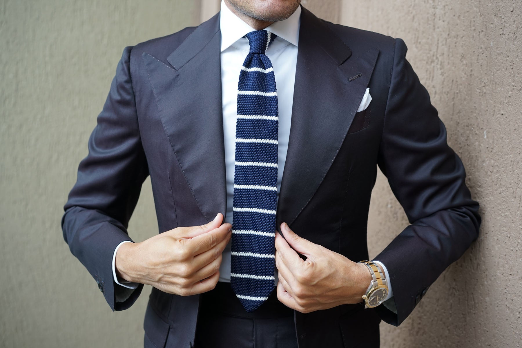 Davy Jones Striped Knitted Tie