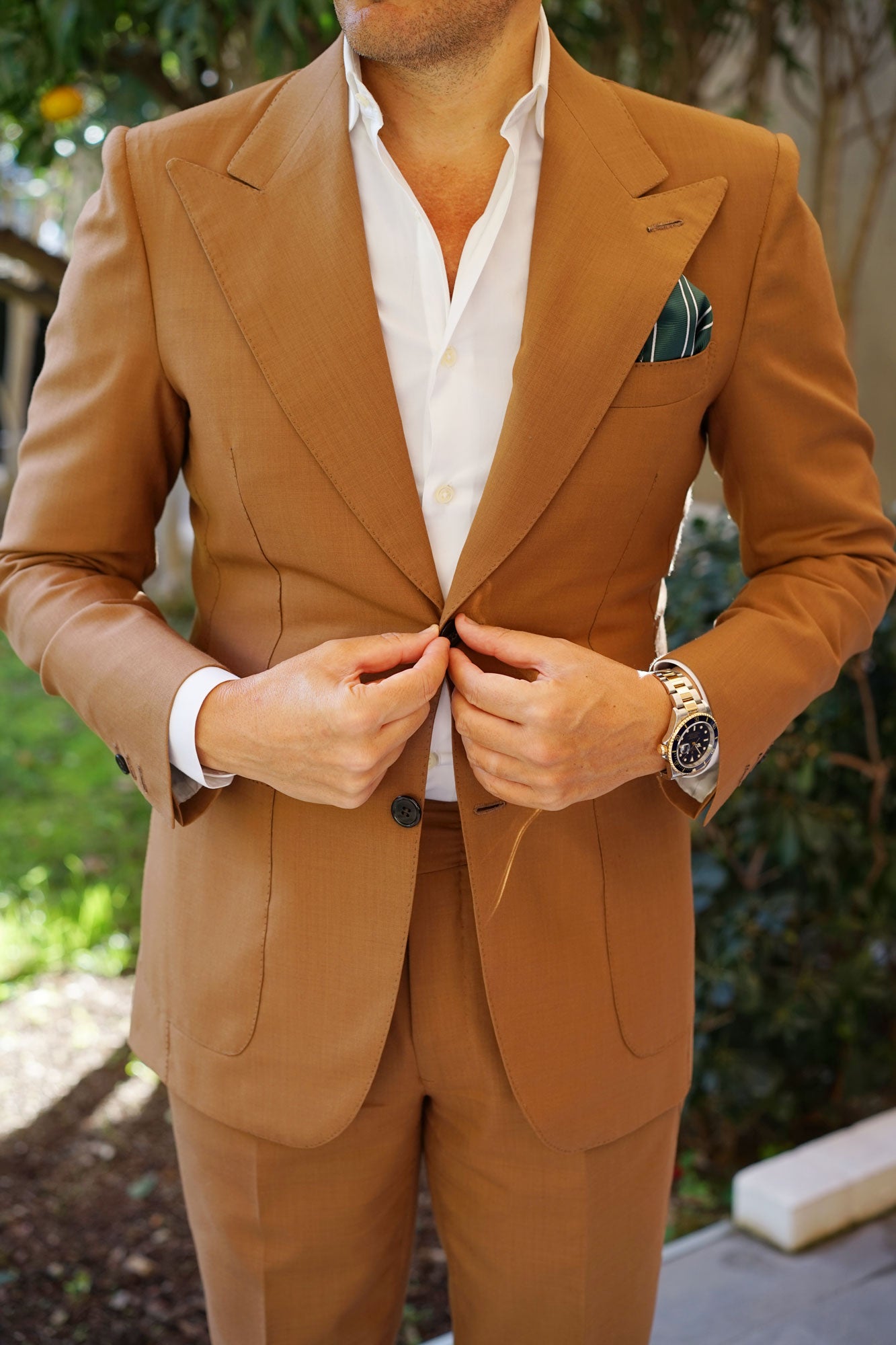 Emerald Green Double Stripe Pocket Square