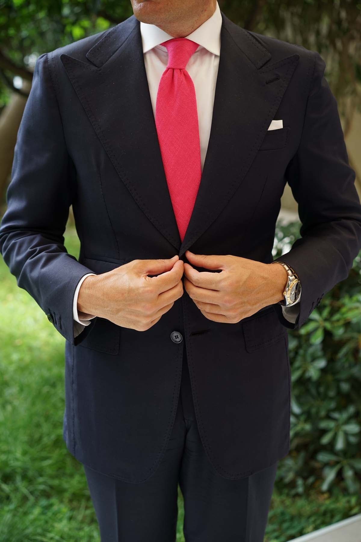 Begonia Hot Pink Linen Necktie