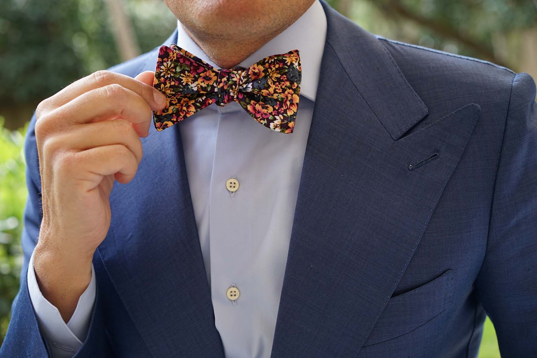 Orange Flowering Maple Self Bow Tie