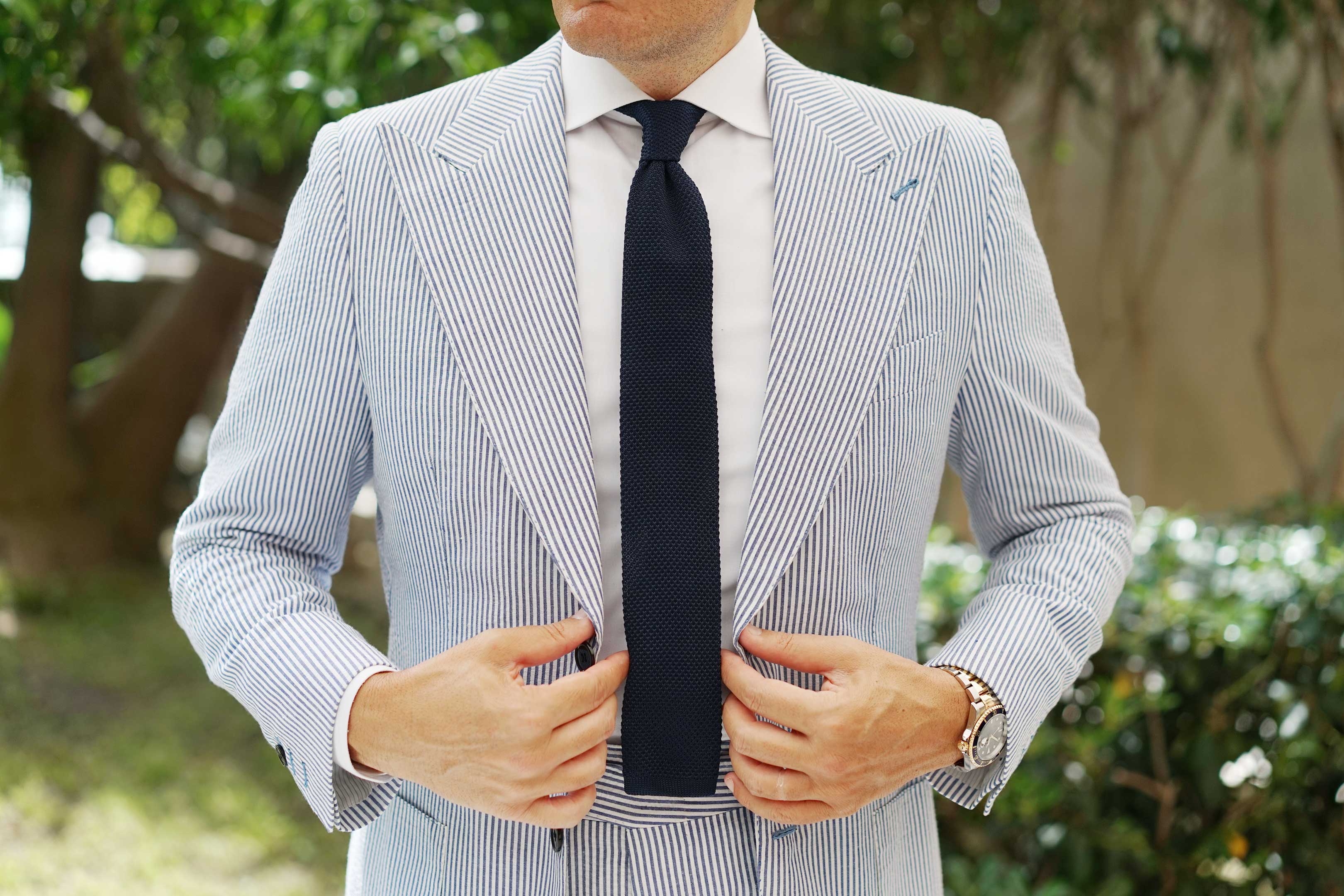 Lennox Navy Knitted Tie