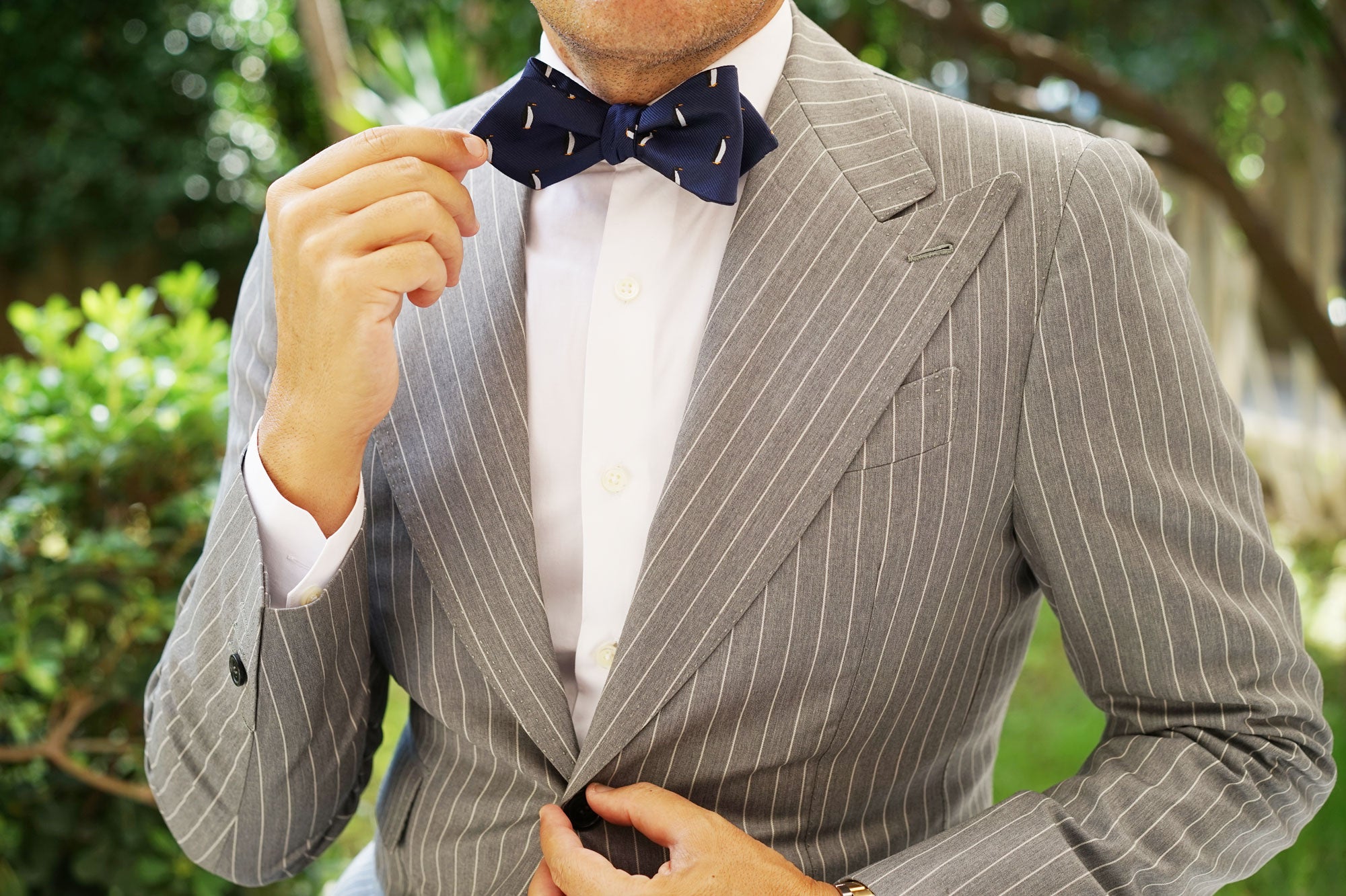 King Penguin Diamond Self Bow Tie