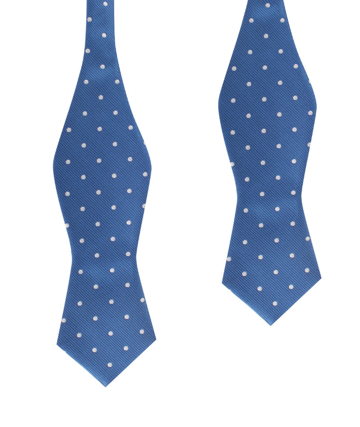 Royal Blue with White Polka Dots Self Tie Diamond Tip Bow Tie