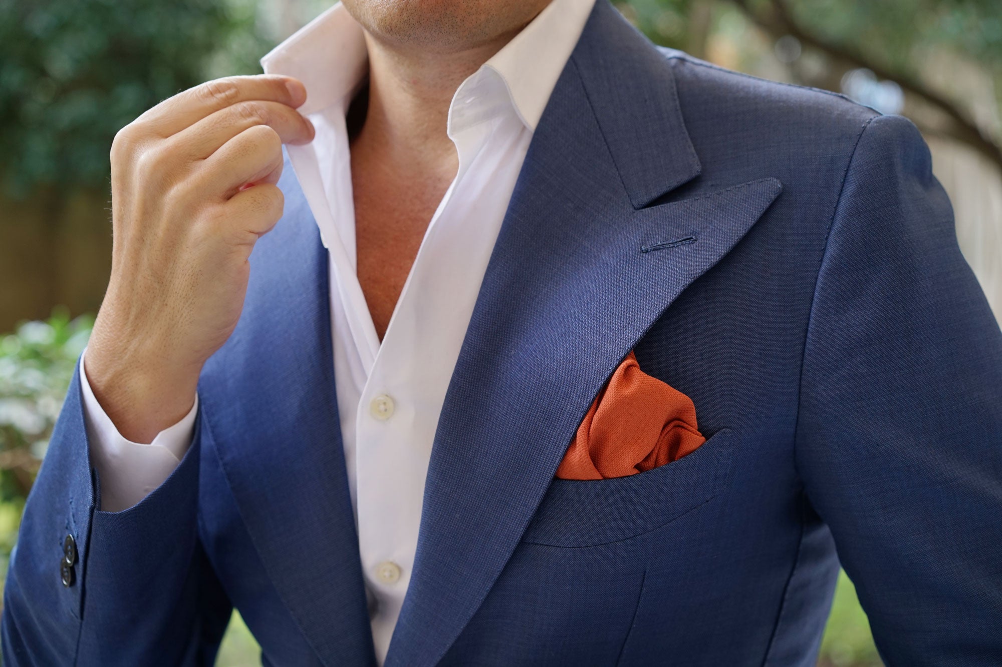 Burnt Terracotta Orange Linen Pocket Square