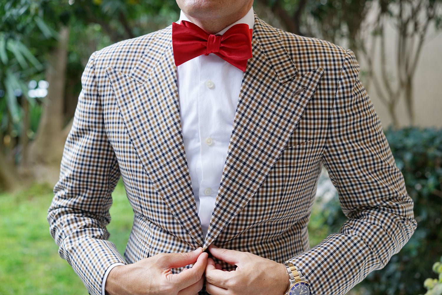 Red Cherry Satin Self Bow Tie