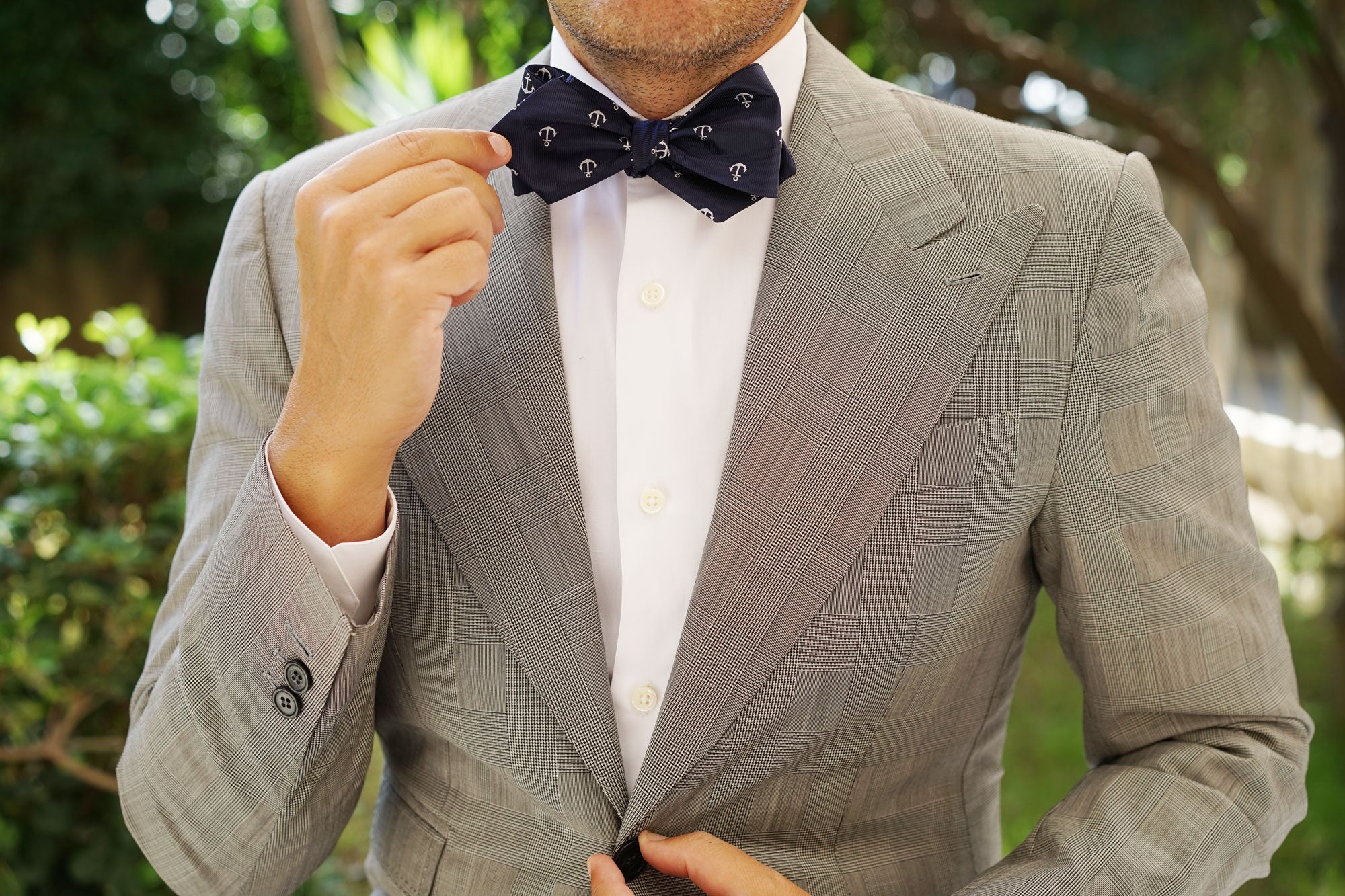 The OTAA Navy Blue Anchor Self Tie Diamond Tip Bow Tie