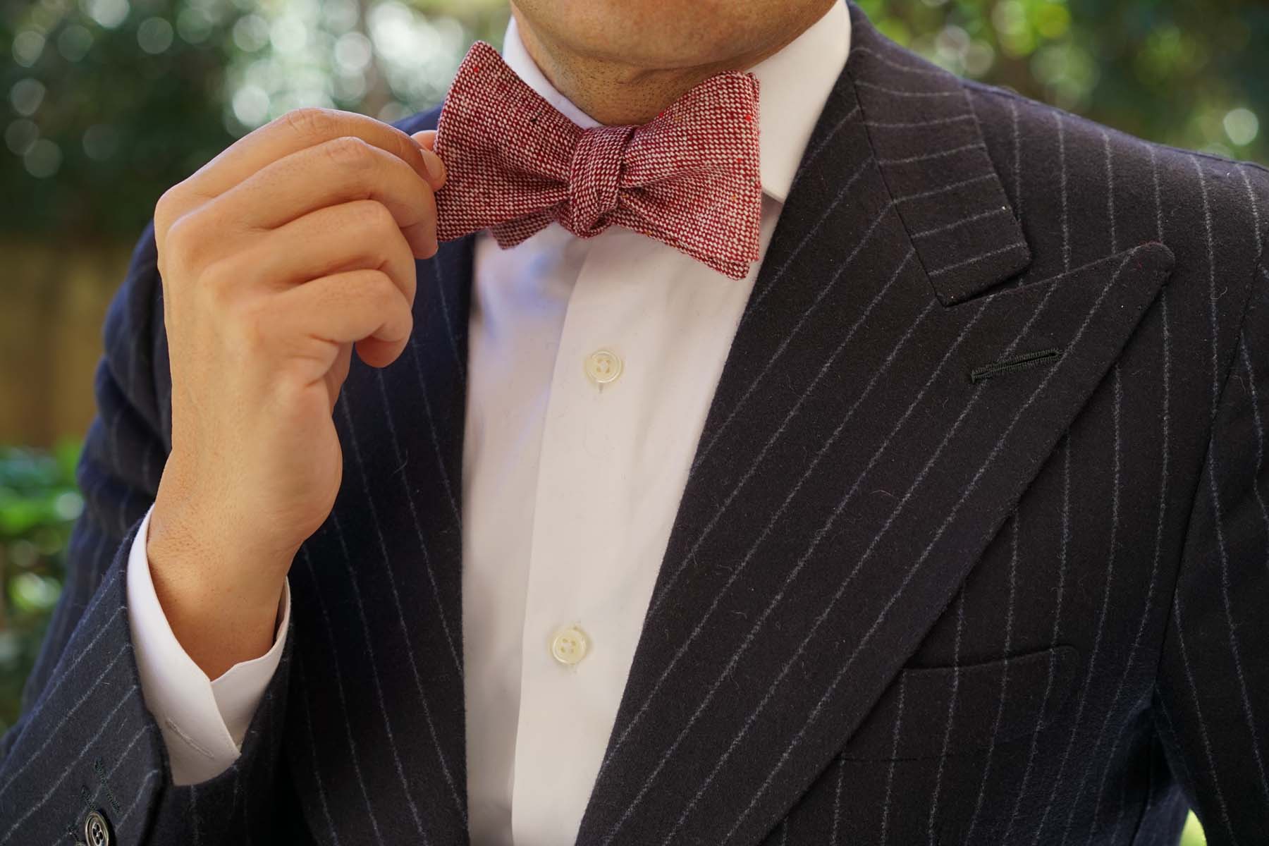 Burgundy Sharkskin Self Bow Tie