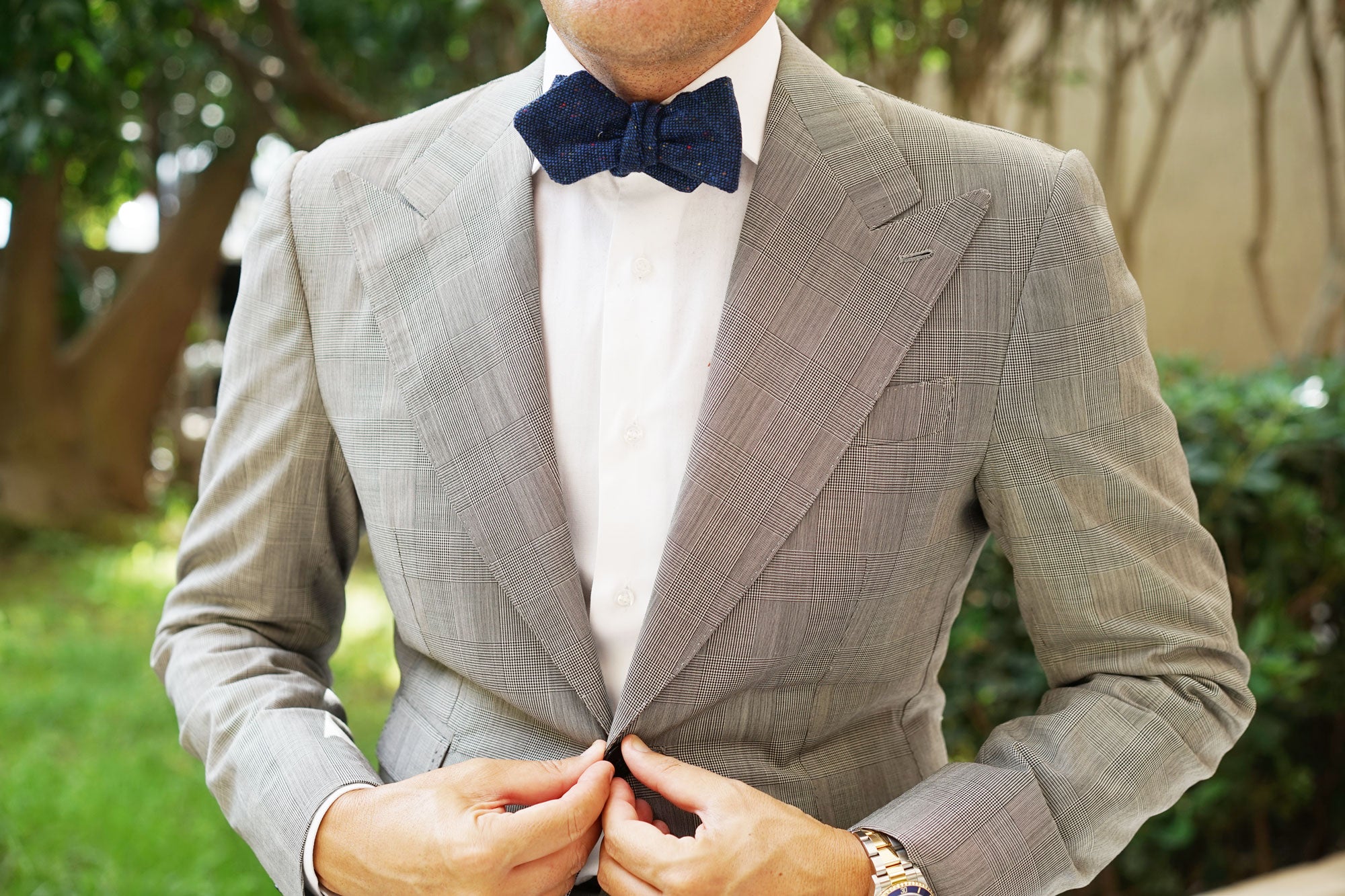 Speckles on Blue Donegal Diamond Self Bow Tie