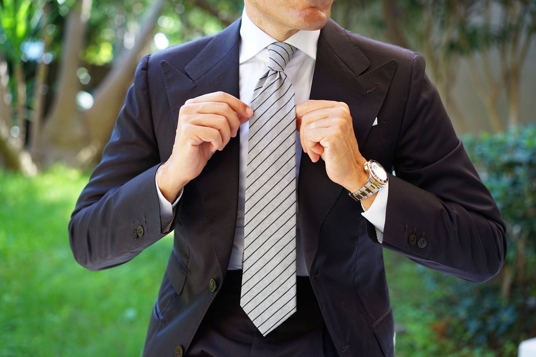 Ash Gray Pinstripe Tie