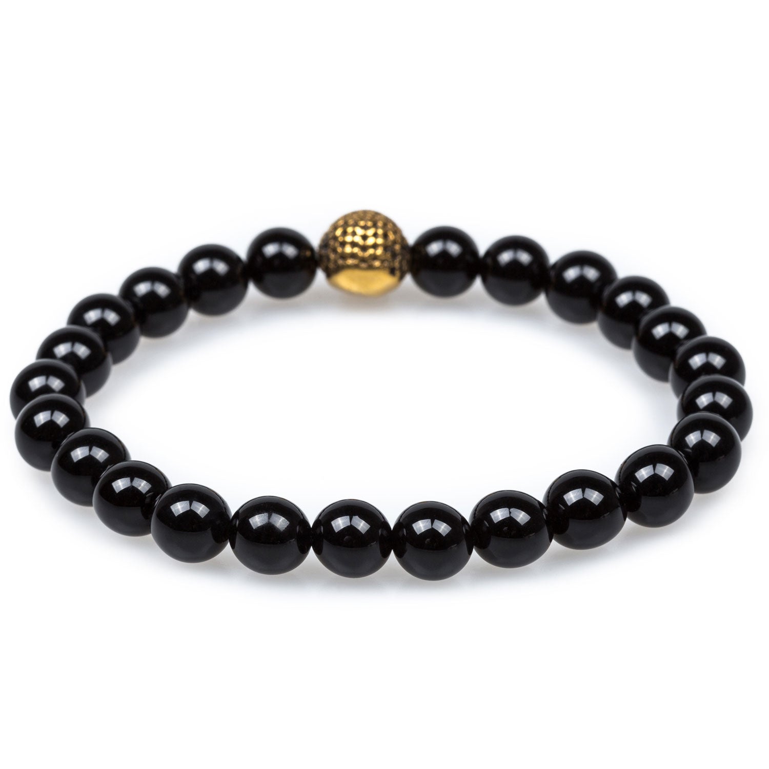 Spars Black Onyx Gold Skull Bracelet