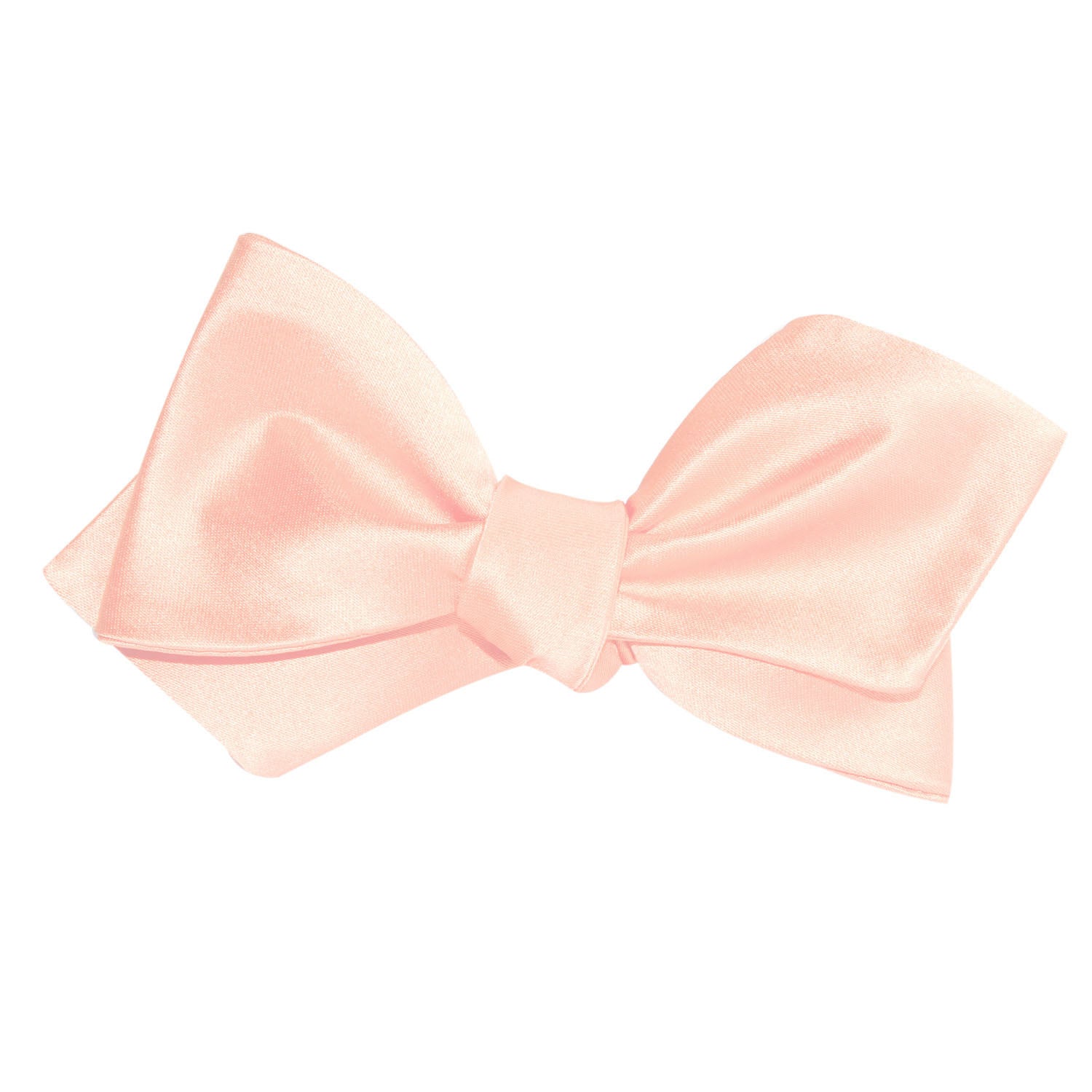 Peach Satin Self Tie Diamond Tip Bow Tie