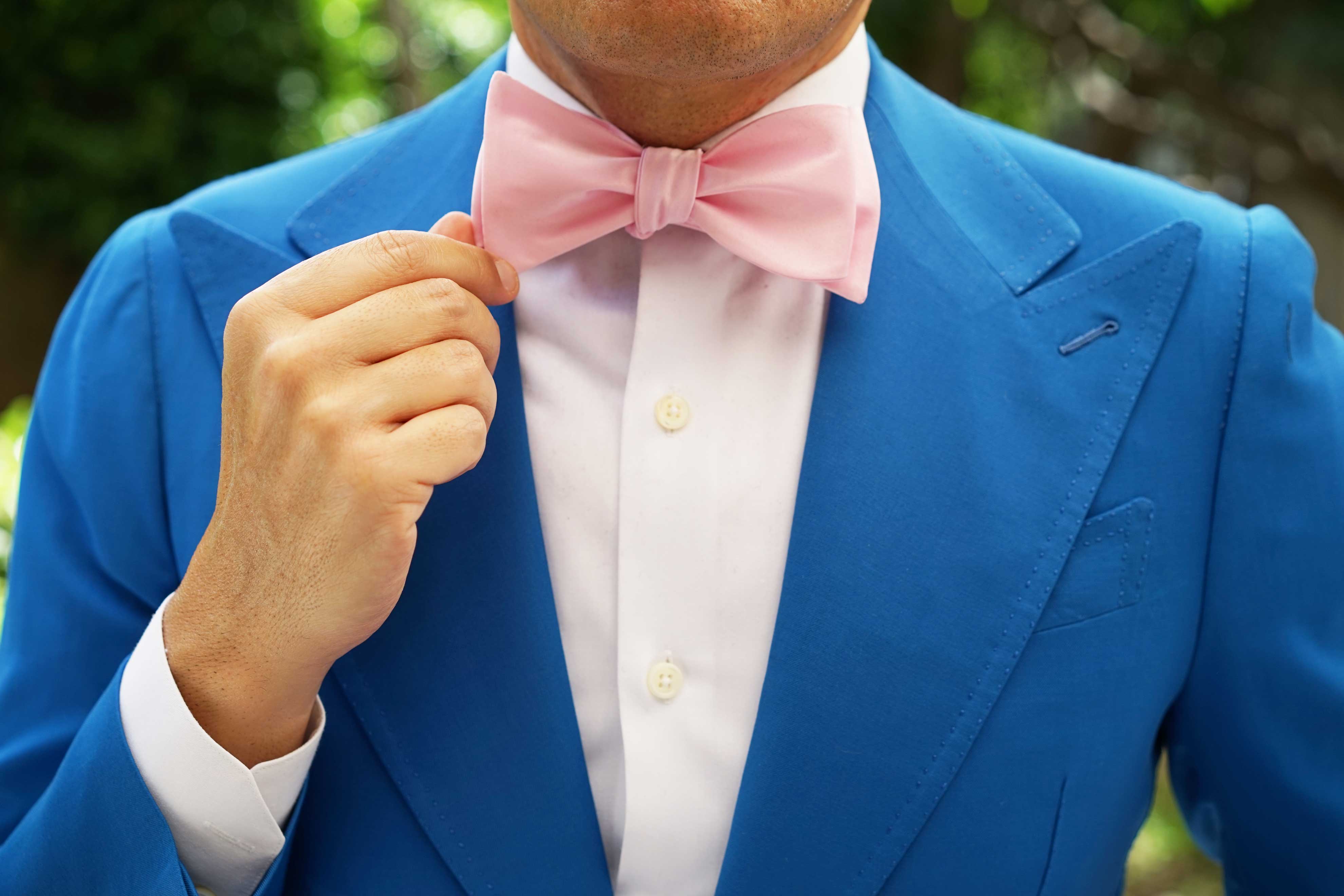 Tickled Pink Satin Self Bow Tie