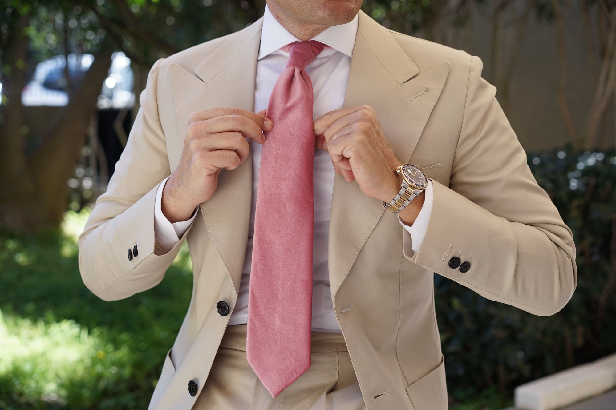 Nude Pink Velvet Necktie