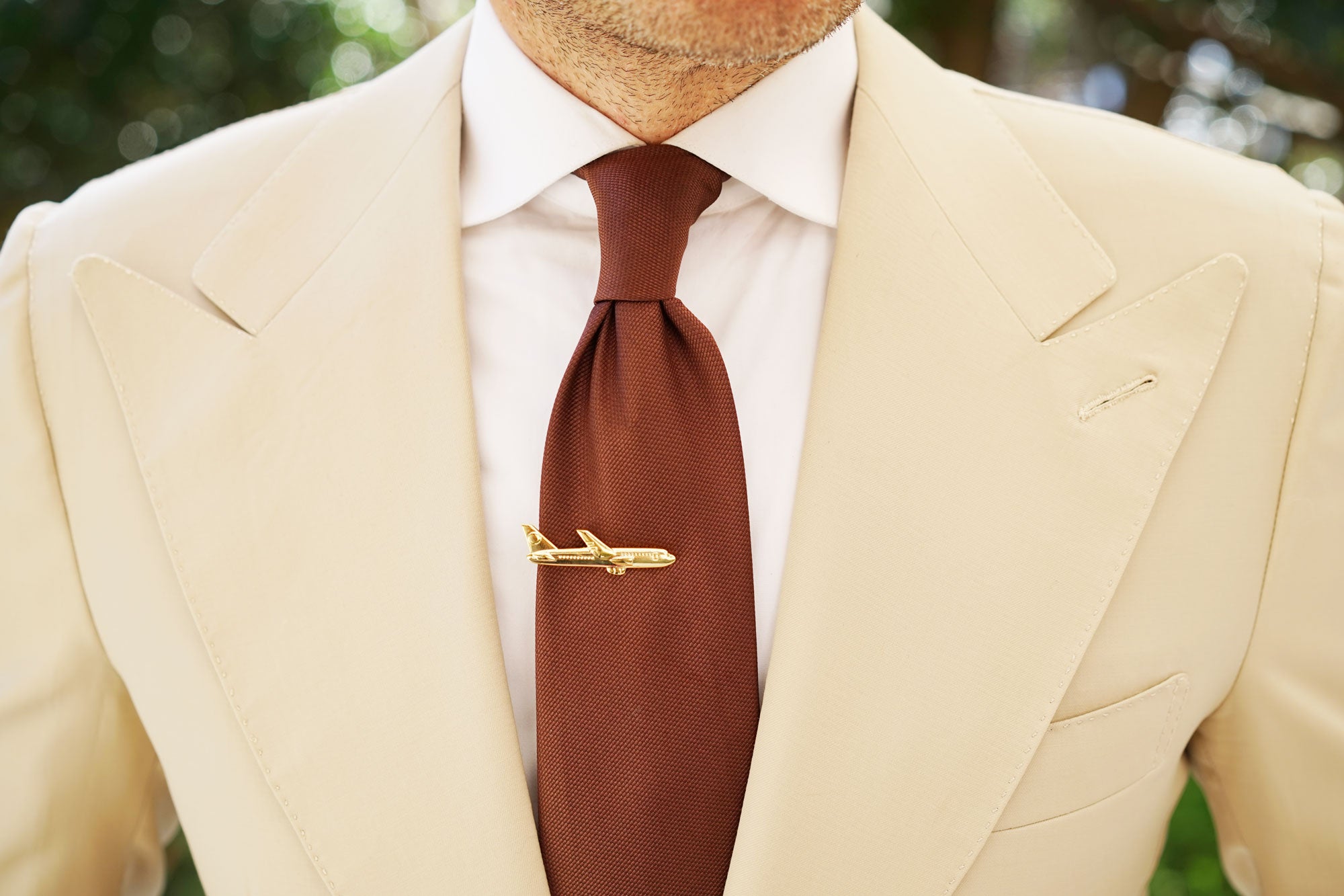 Gold Airplane Tie Bar