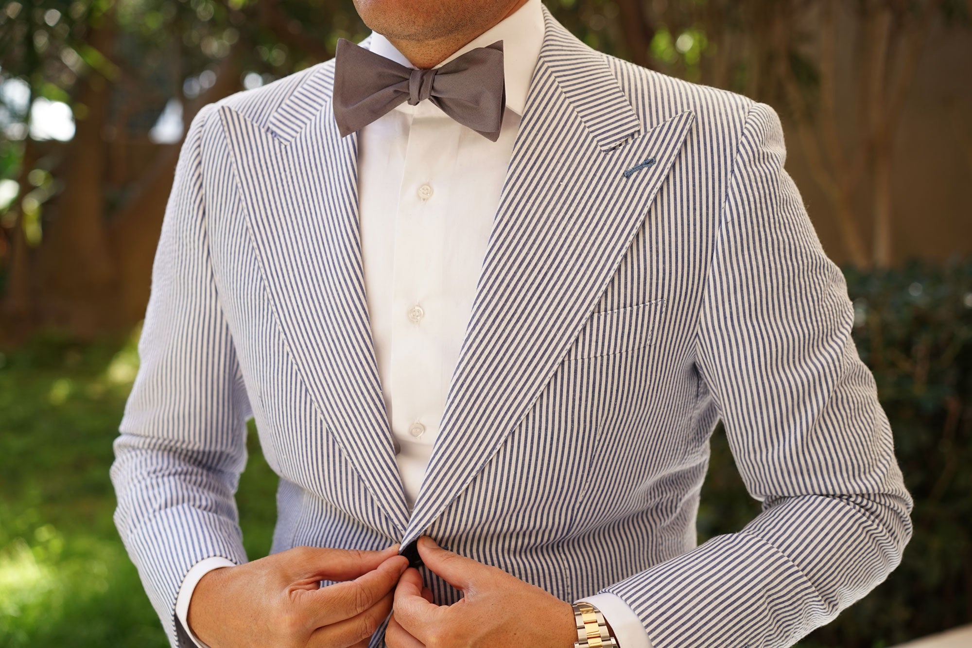 Brown Cotton Self Tie Bow Tie