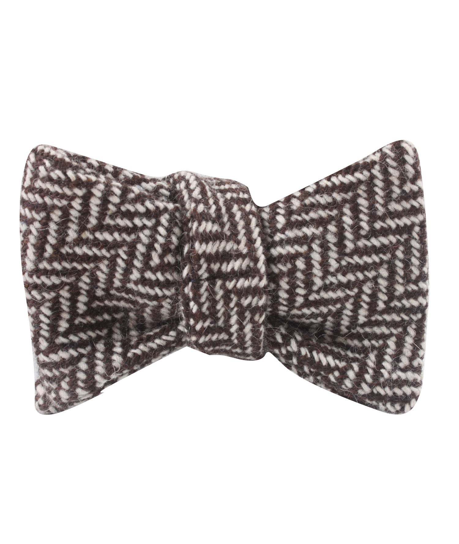 Brown Chevron Wool Self Bow Tie