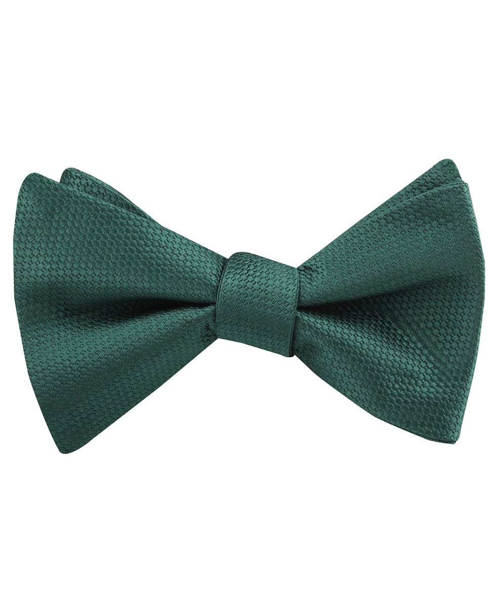 Dark Green Basket Weave Self Bow Tie