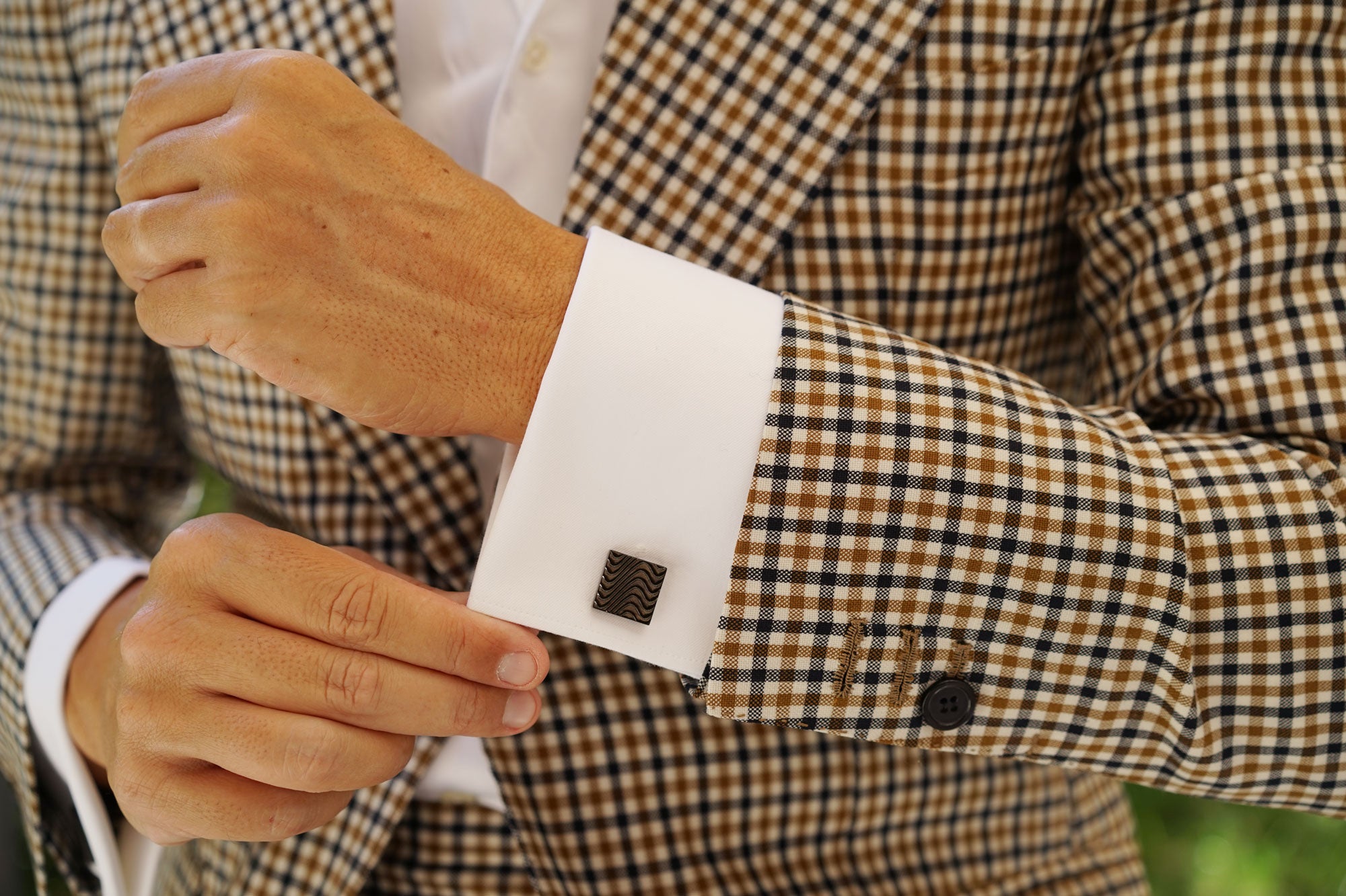 Black Square Wave Cufflinks