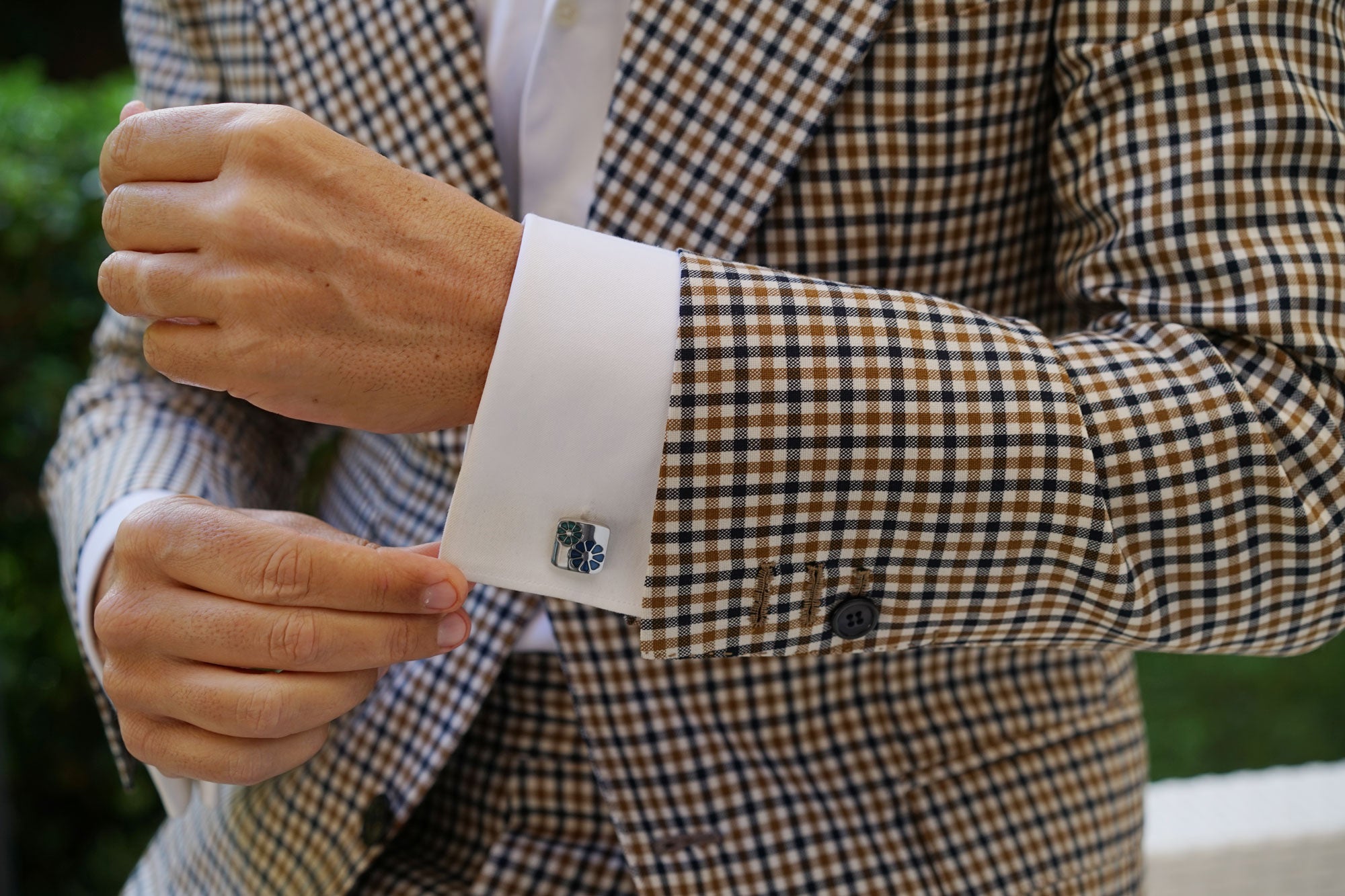 Silver with Blue Flower Cufflinks