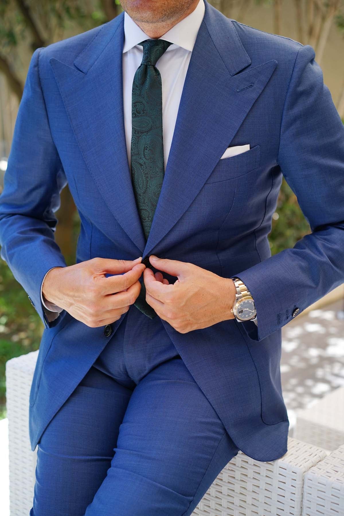 Emerald Green Paisley Skinny Tie