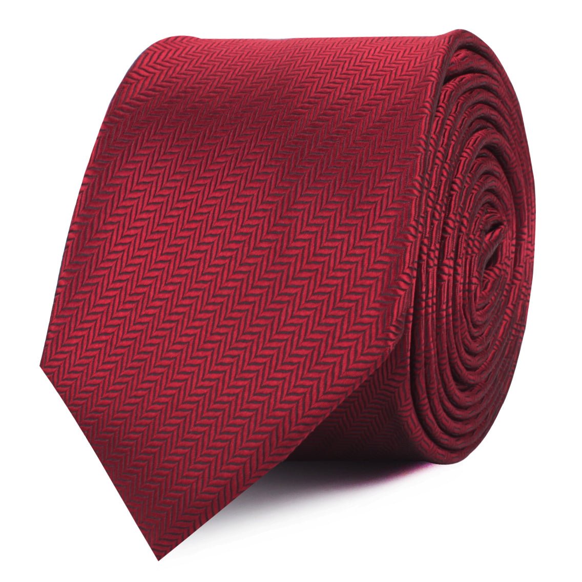 Burgundy Herringbone Skinny Tie