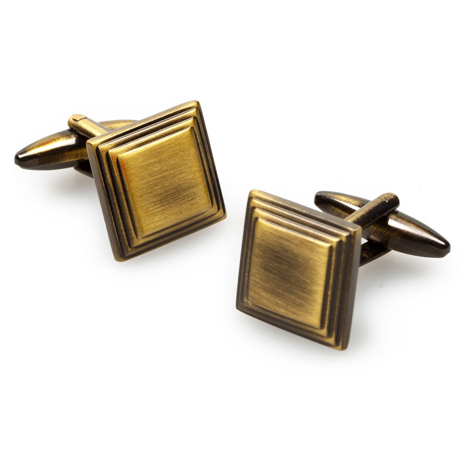 Carter Antique Brass Square Cufflinks