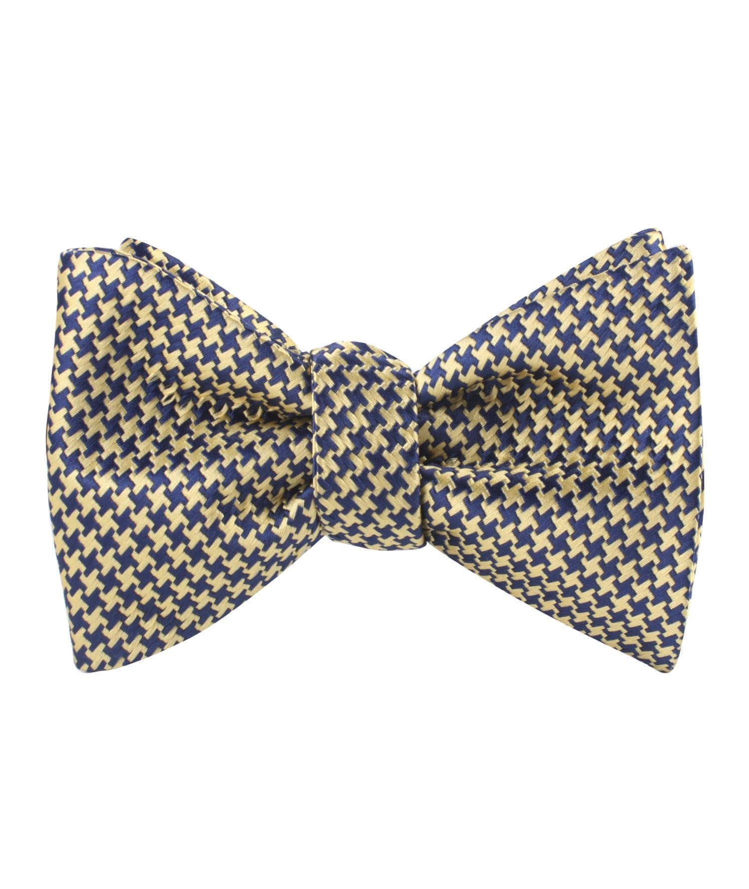 Yellow Houndstooth Self Bow Tie