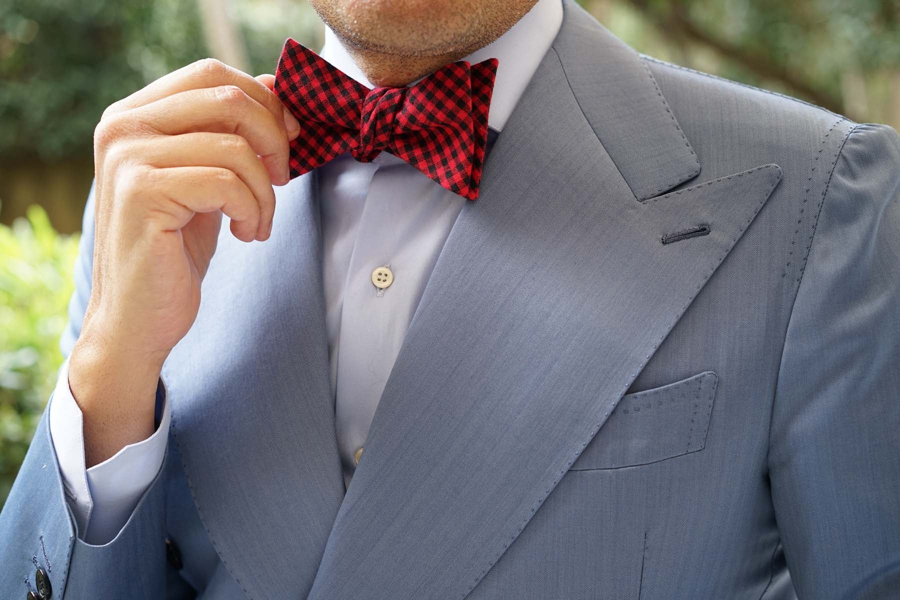 Red Belfast Gingham Self Bow Tie