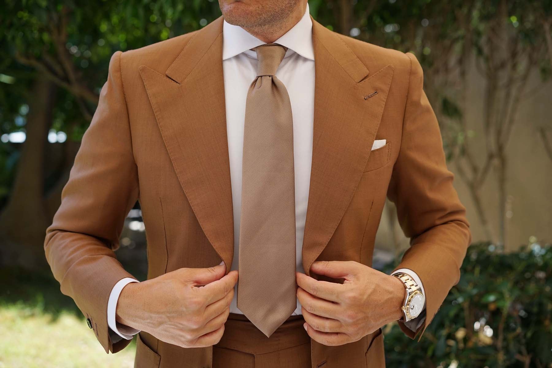 Dune Beige Brown Twill Necktie