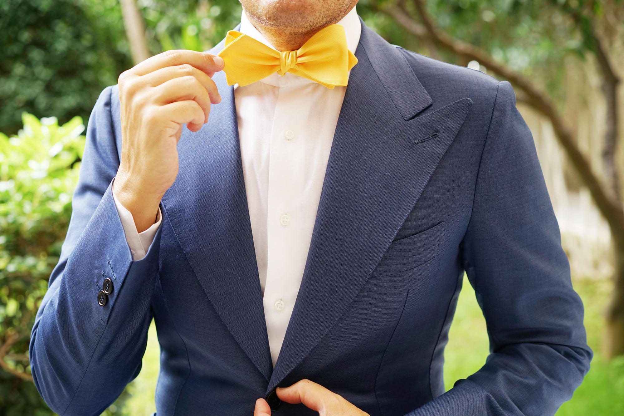 Banana Yellow Self Tie Diamond Tip Bow Tie