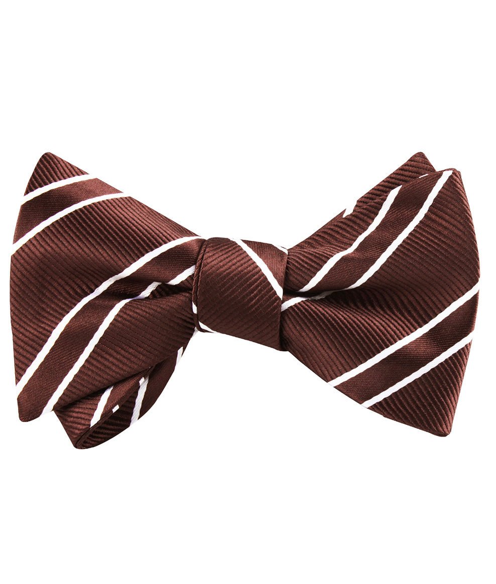 Chocolate Brown Double Stripe Self Bow Tie