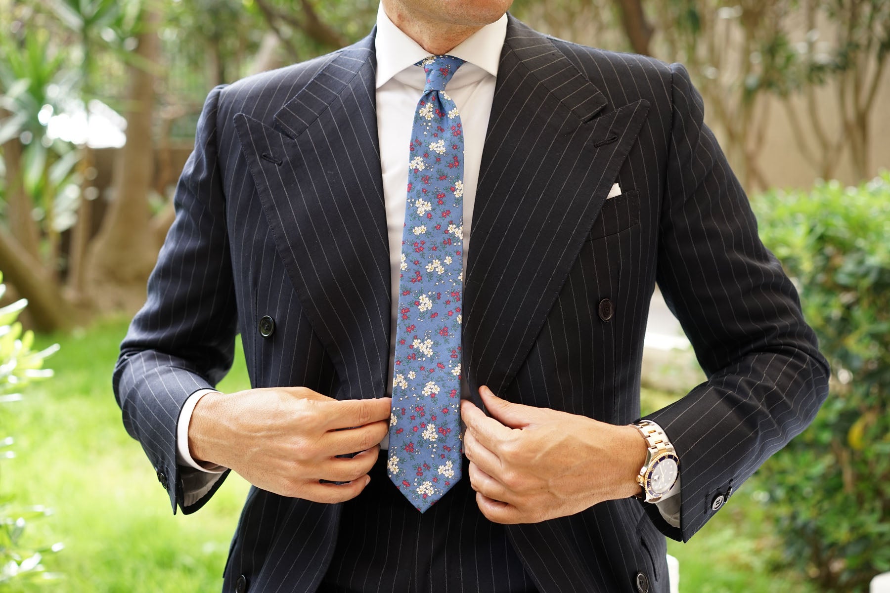 Ravenna Blue Floral Skinny Tie