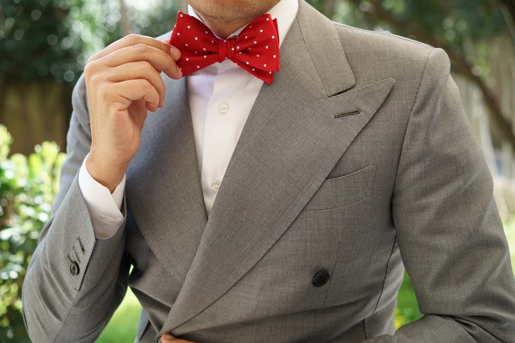 Red with White Polka Dots Self Tie Bow Tie