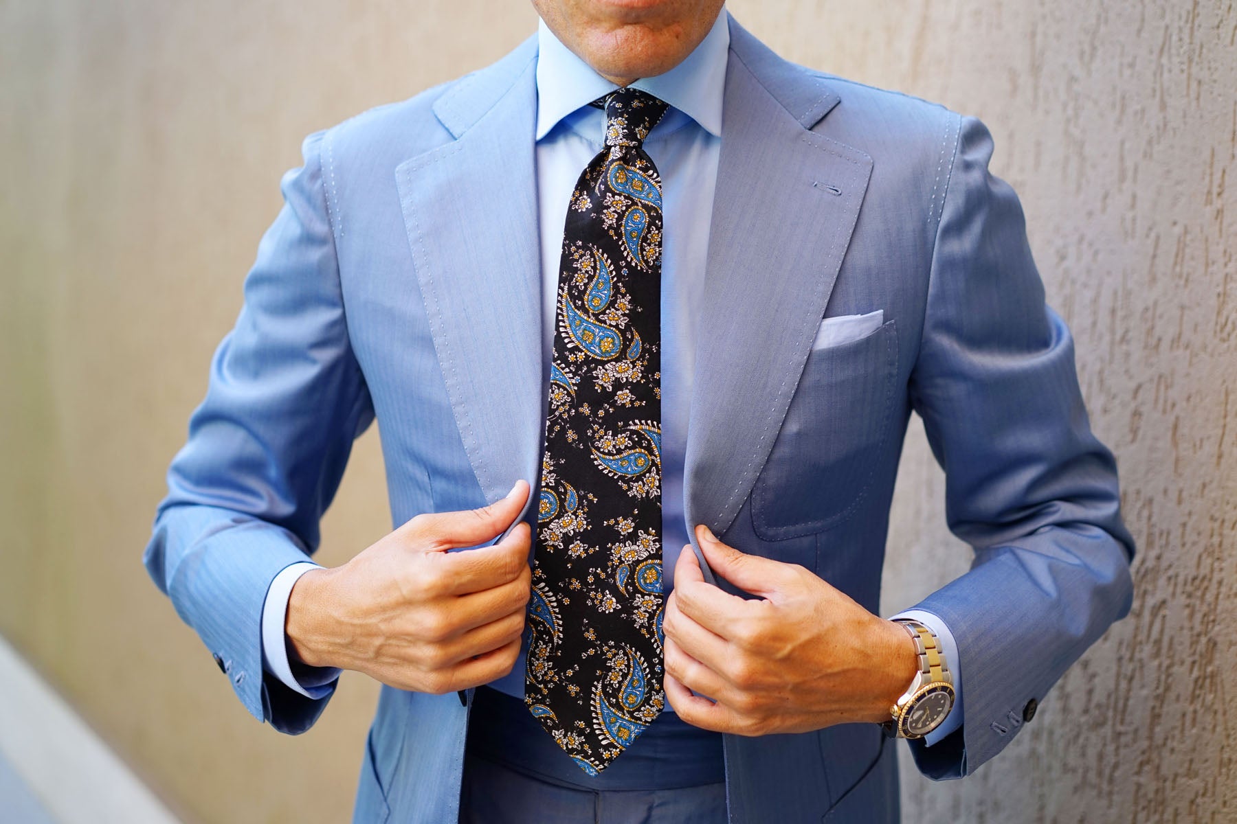 Venetian Lagoon Blue Paisley Tie