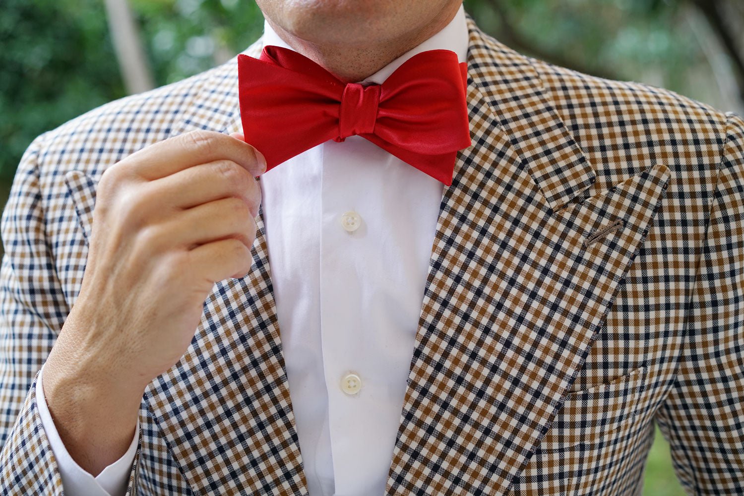 Red Cherry Satin Self Bow Tie