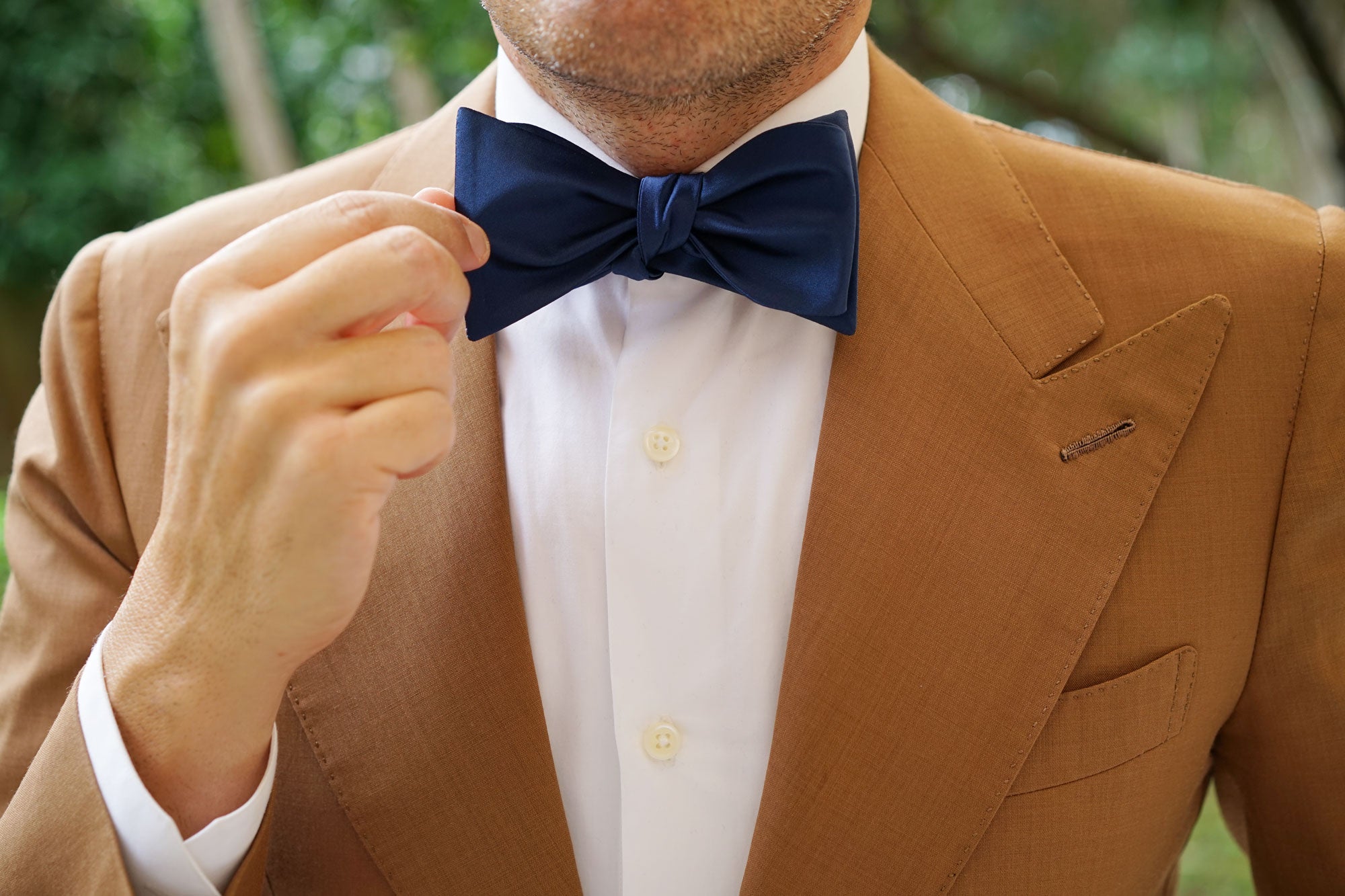 Admiral Navy Blue Satin Self Bow Tie