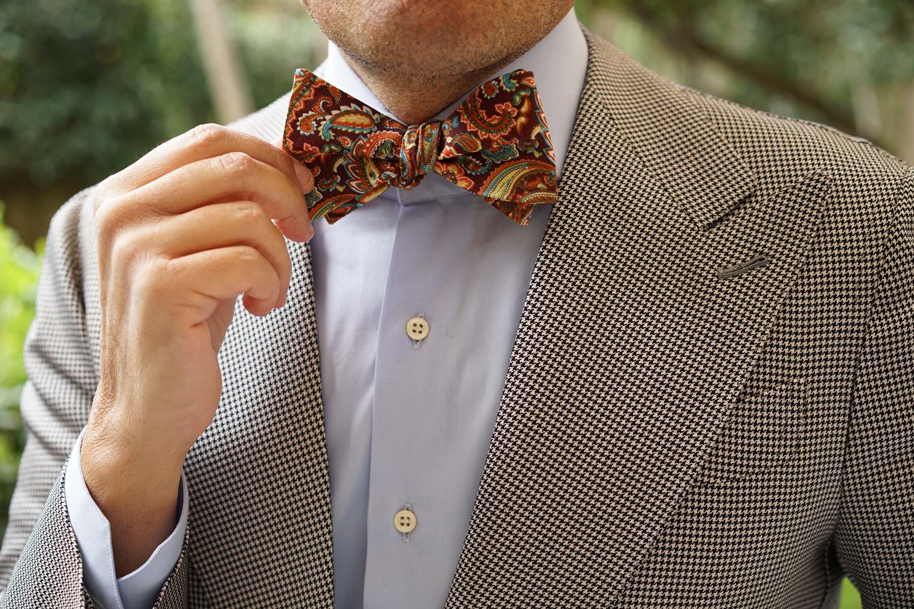 Baku Paisley Orange Self Bow Tie