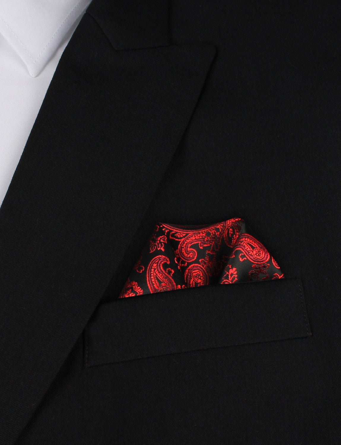 Paisley Red and Black Pocket Square