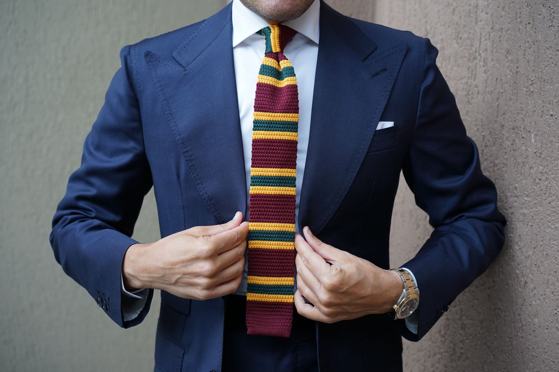 Gable Maroon Striped Knitted Tie