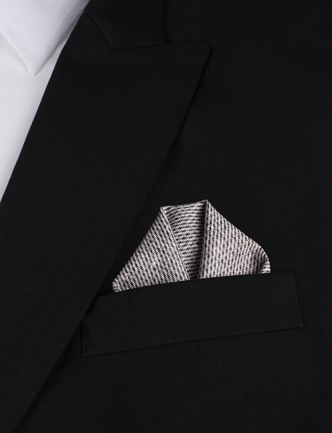 Dark Grey Tweed Linen Pocket Square