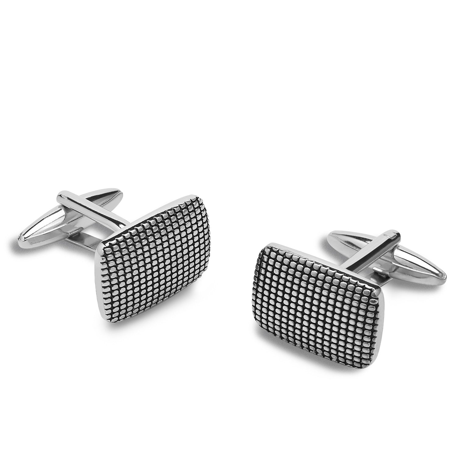 Robert II Silver Studded Rectangle Cufflinks